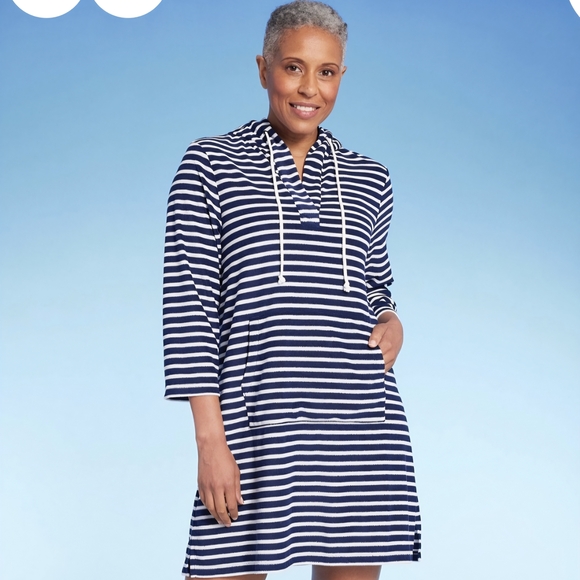 Lands' End Other - Lands' End Women's Blue Striped Swim Cover-Up